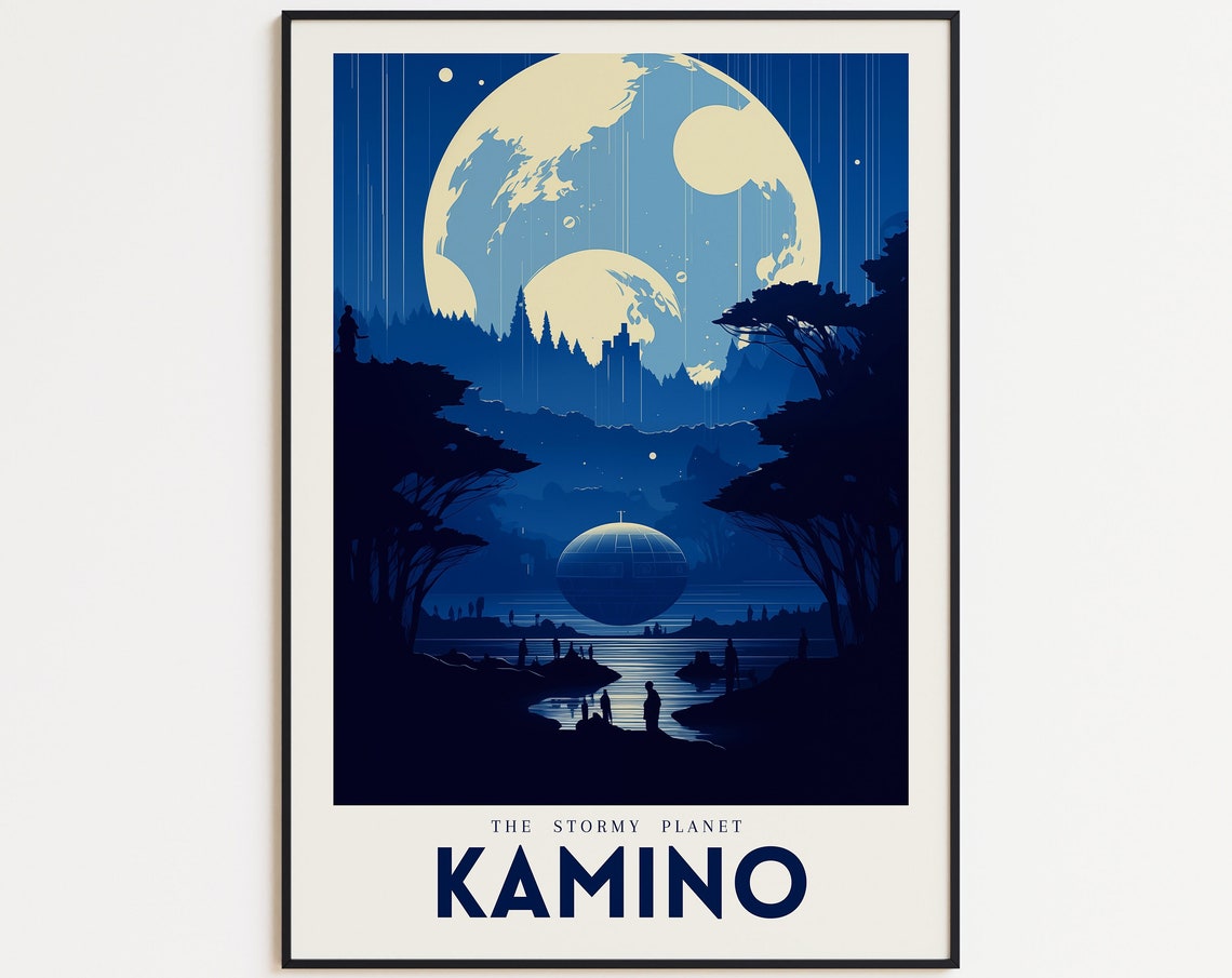 Star Wars Kamino Stormy Planet Night Rain Clone Sci Fi Art Poster