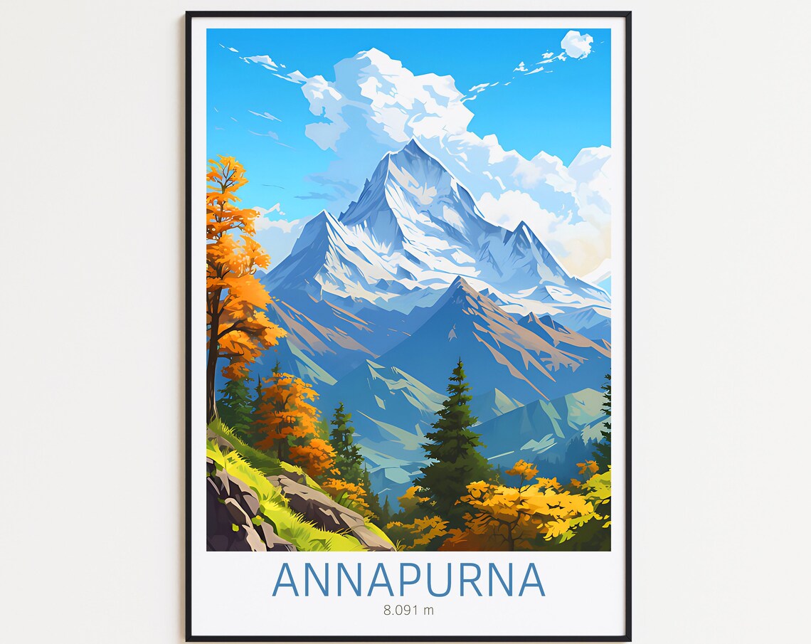 Annapurna Travel Poster, Nepal Wall Art Print