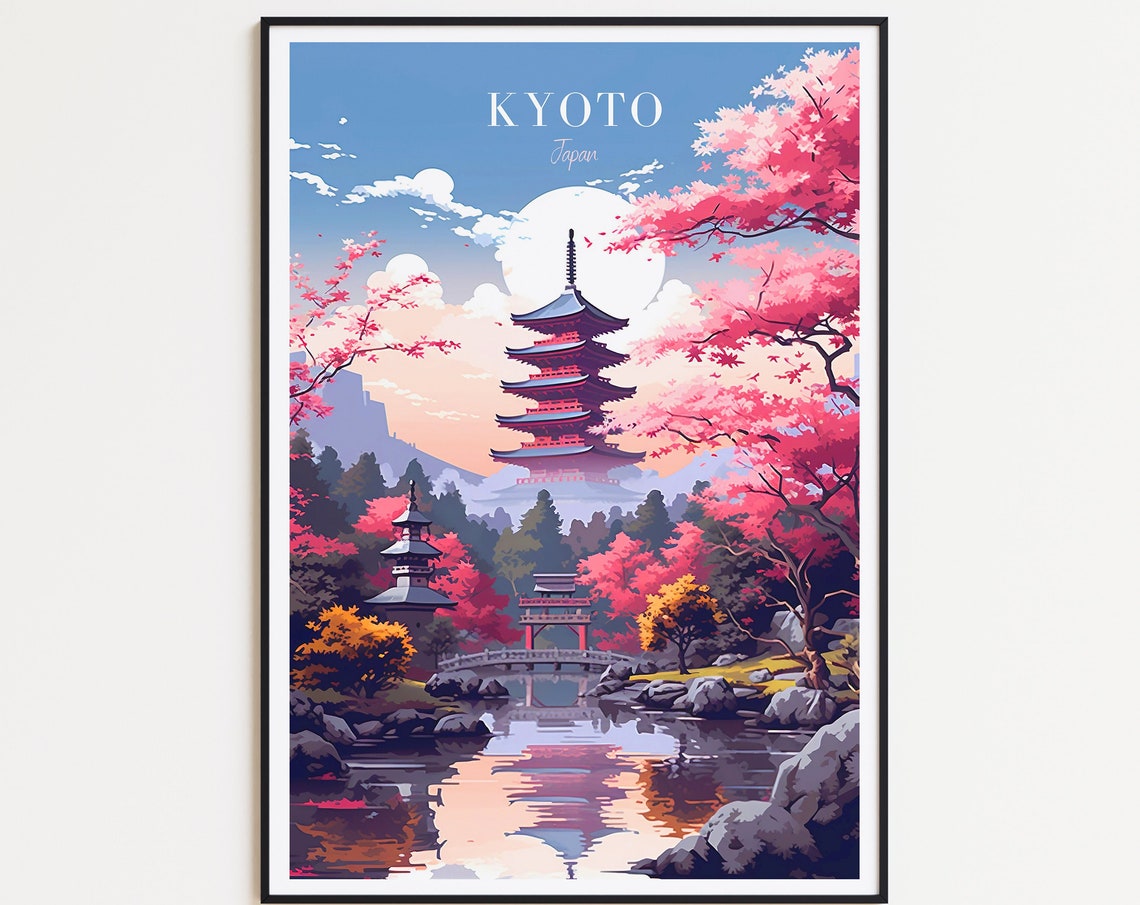 Kyoto Travel Poster Japan Poster Kyoto Vintage Poster Travel Poster Kyoto Poster Retro Poster Kyoto Travel Gift Japan Art Print Wall Art