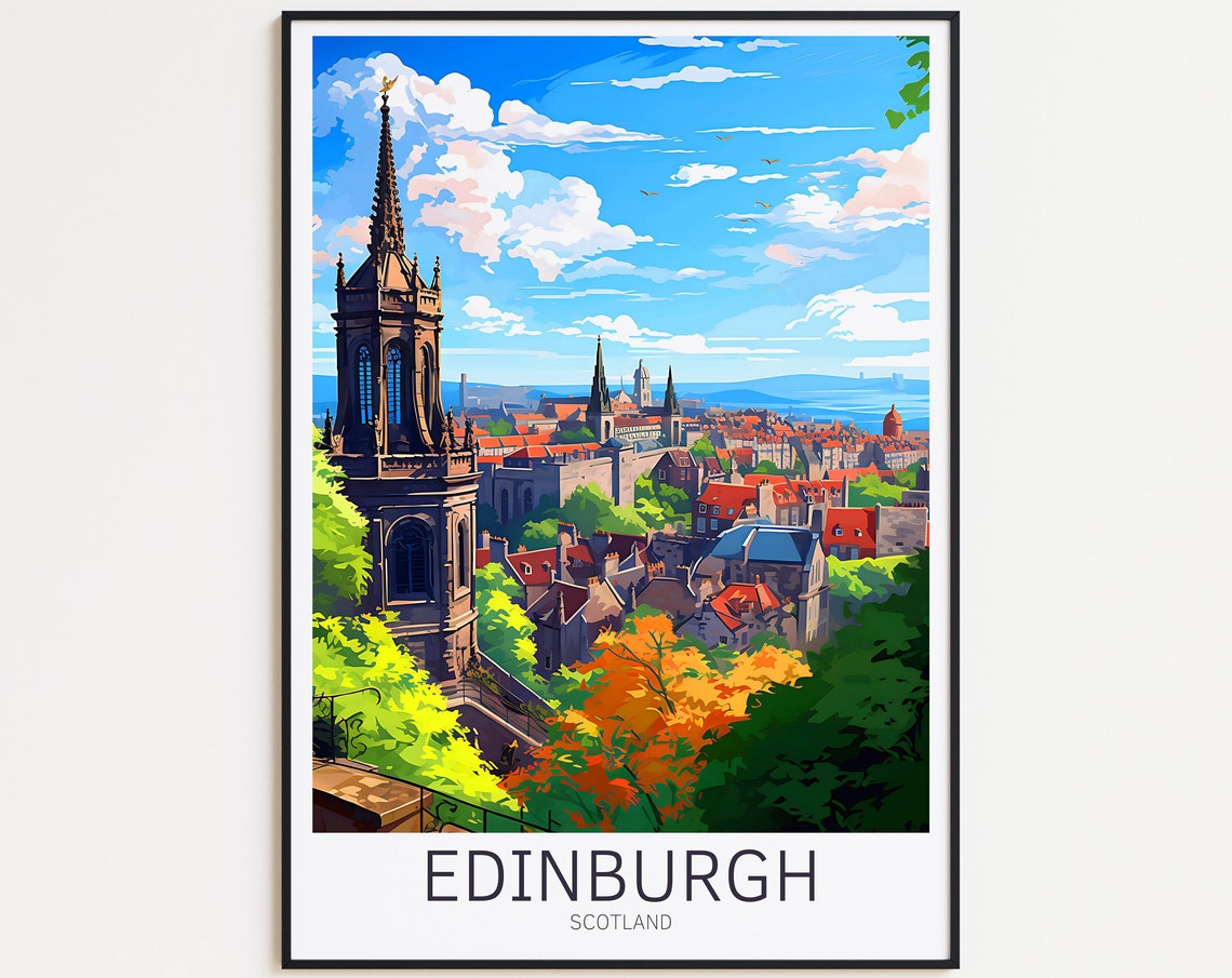 Edinburgh Scotland Old Town Skyline Spires Rooftops View Poster