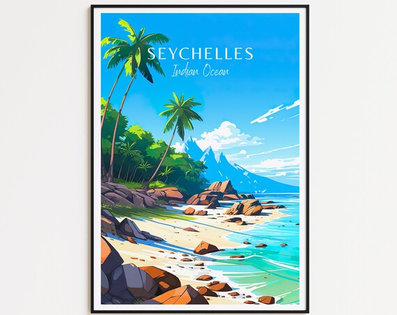 Seychelles Travel Poster East Africa Wall Art For Home Decor The Perfect Gift And A Lasting Travel Memory Art Print Print