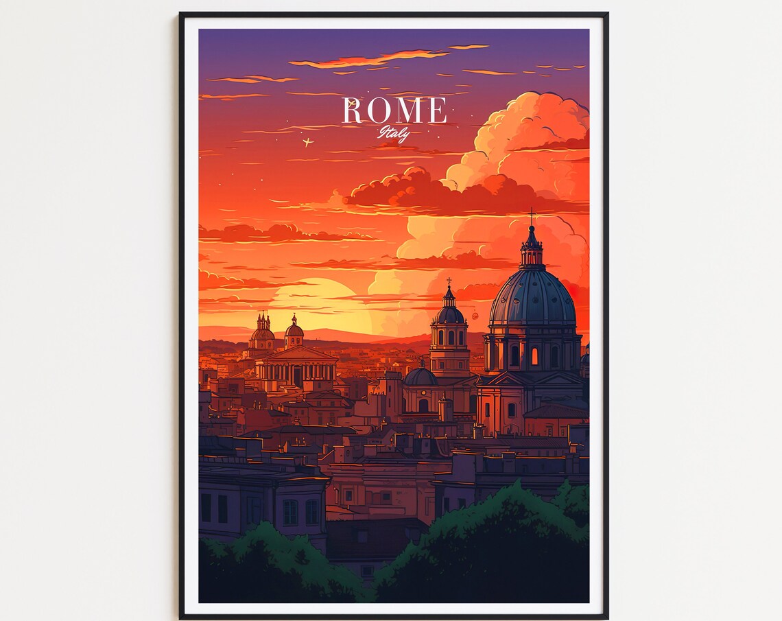 Rome Vintage Travel Poster, Italy Wall Art Print