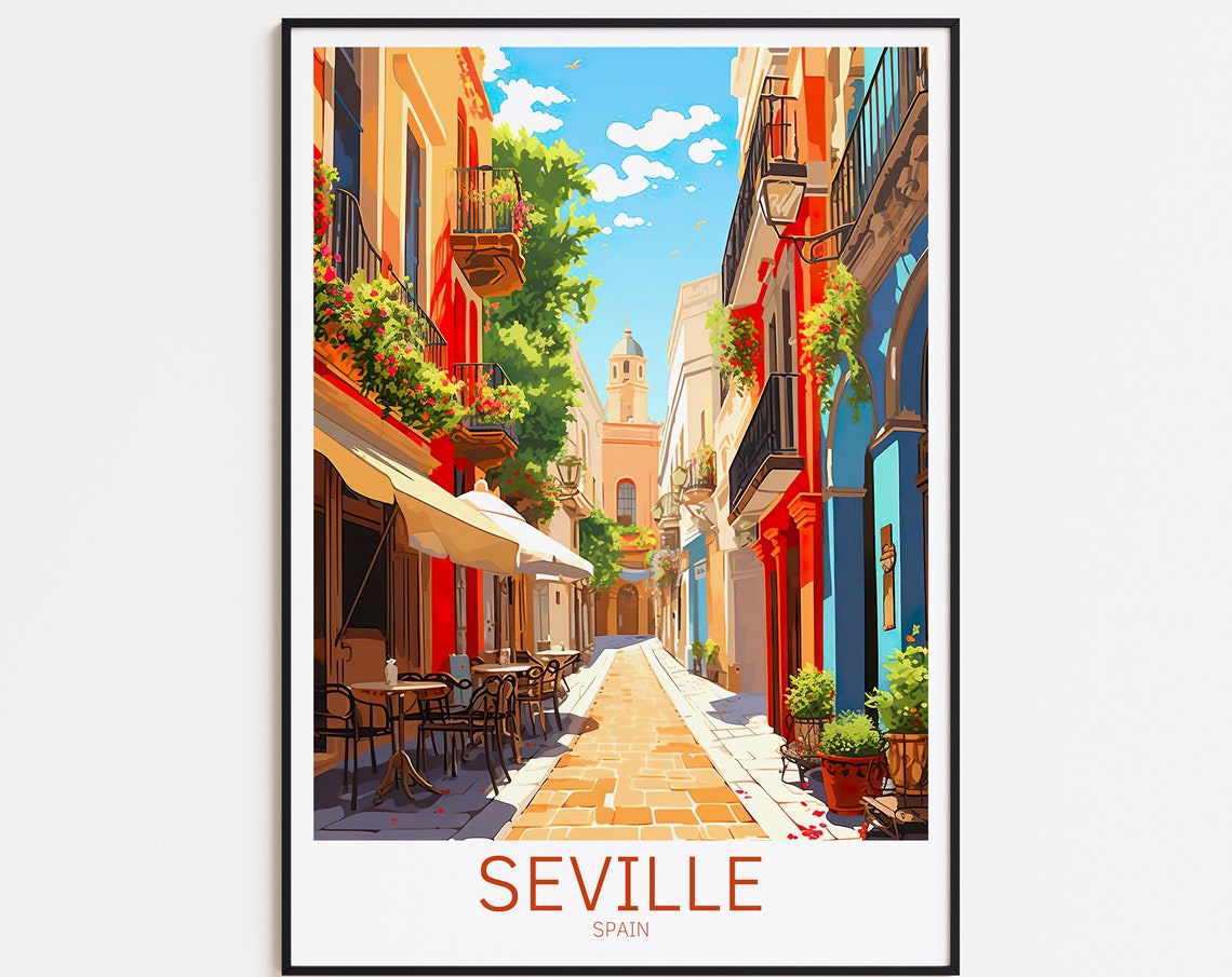 Seville Travel Poster Spain Poster Seville Vintage Poster Travel Poster Seville Retro Poster Seville Travel Gift Wall Art Print