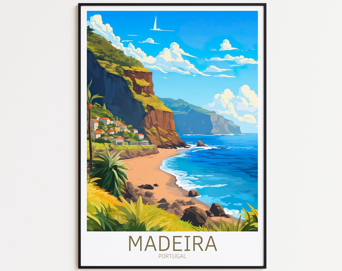 Madeira Travel Poster Portugal Poster Madeira Vintage Poster Travel Poster Madeira Retro Poster Madeira Travel Gift Wall Art Print