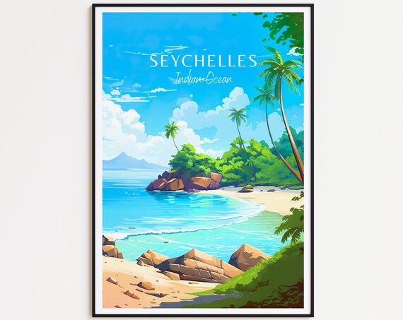 Seychelles Travel Poster East Africa Wall Art For Home Decor The Perfect Gift And A Lasting Travel Memory Art Print Print
