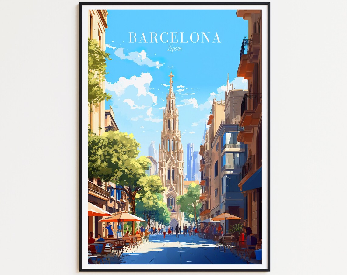 Barcelona Travel Poster, Spain Art Print