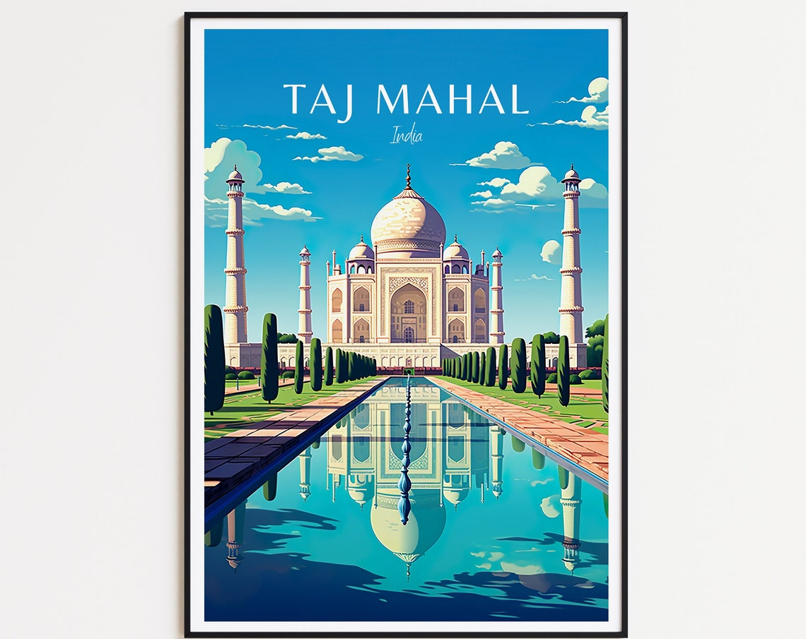 Taj Mahal Travel Poster India Poster Taj Mahal Vintage Poster Travel Poster Taj Mahal Retro Poster Taj Mahal Travel Gift Wall Art Print