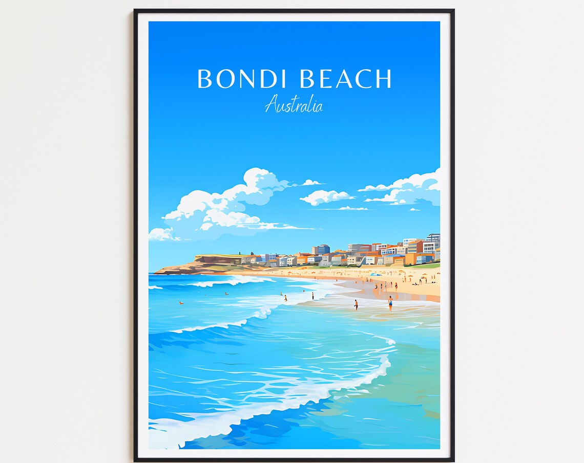 Bondi Beach Travel Poster, Australia Travel Print
