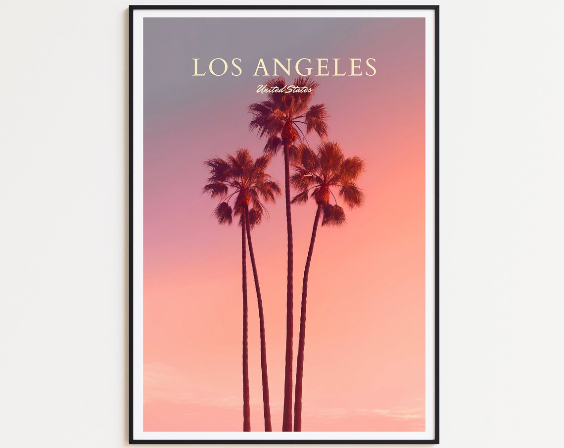 Los Angeles Travel Poster, Palm Trees Art Print