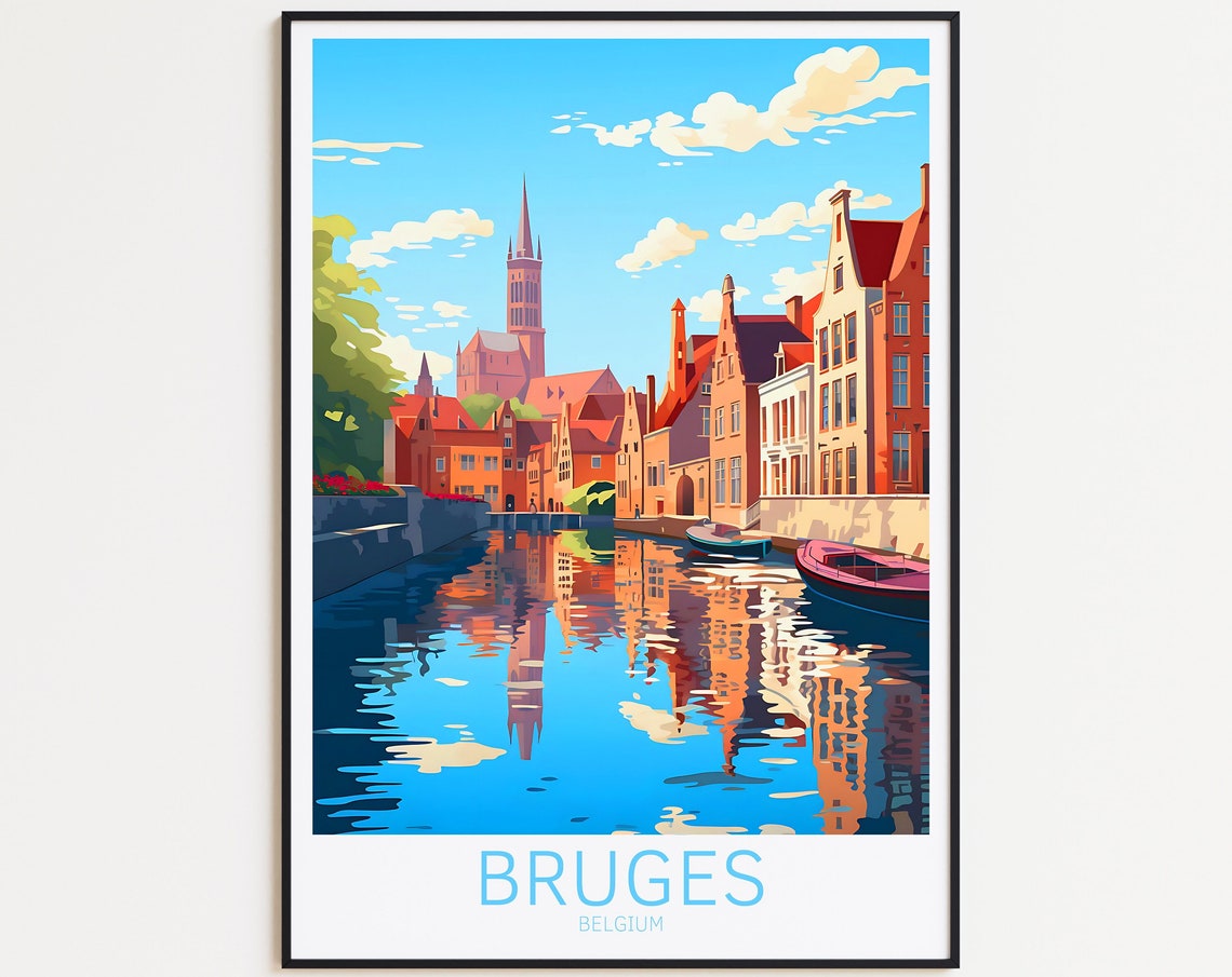 Bruges Travel Poster Belgium Poster Bruges Vintage Poster Travel Poster Bruges Retro Poster Bruges Travel Gift Wall Art Print