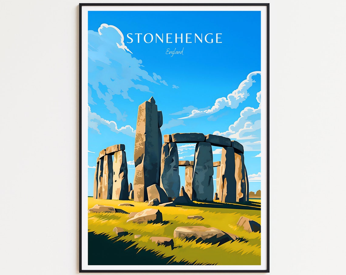 Stonehenge England Ancient Monument Golden Grass Mystic Circle Poster