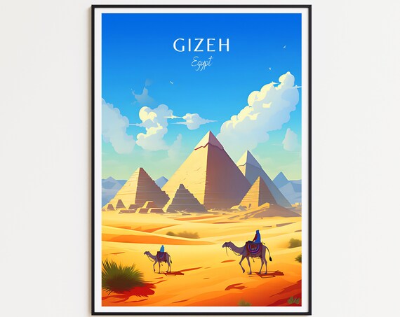 Pyramids Of Giza Travel Poster Egypt Wall Art For Home Decor The Perfect Gift And A Lasting Memory Giza Print