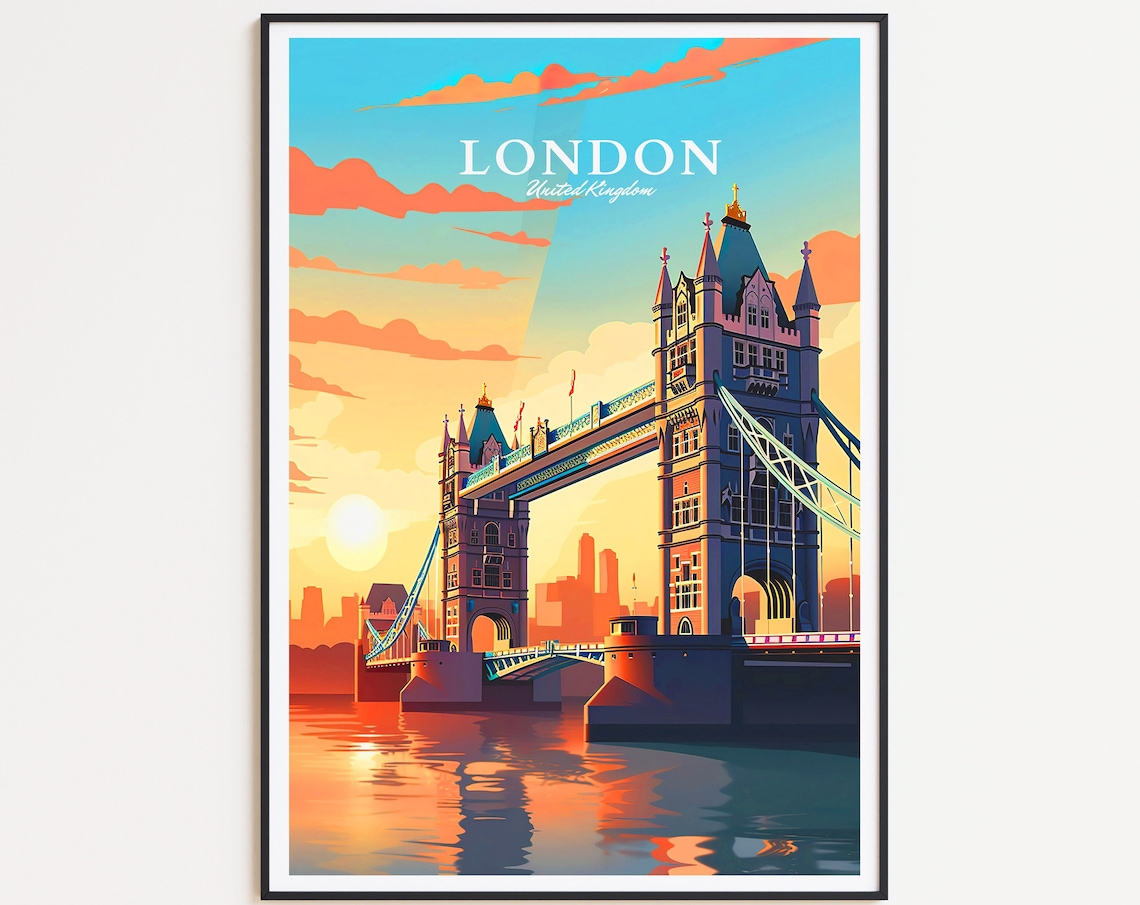 Tower Bridge London Travel Poster, England Art Print