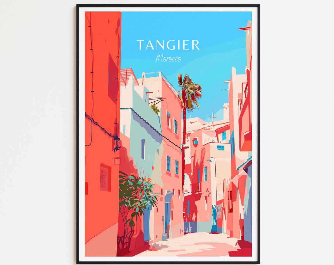 Tangier Morocco Medina Alley Colorful Old Street Travel Poster