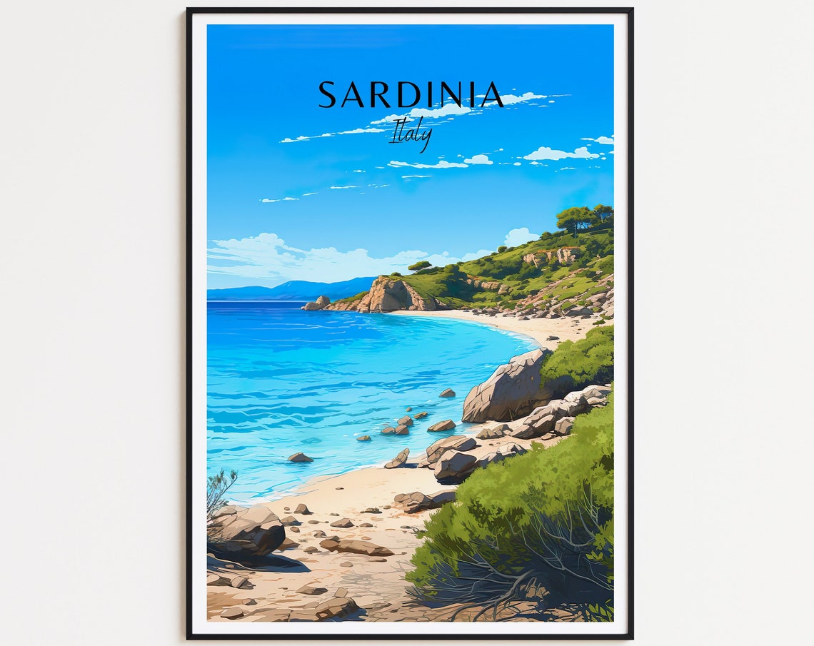 Sardinia Italy Rocky Cove Turquoise Water Secluded Beach Poster