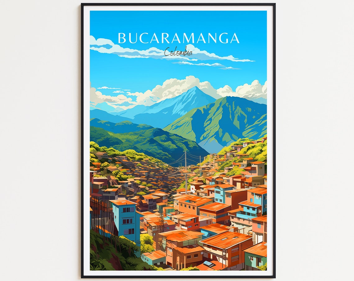 Bucaramanga Colombia Colorful Hillside Homes Mountain View Poster