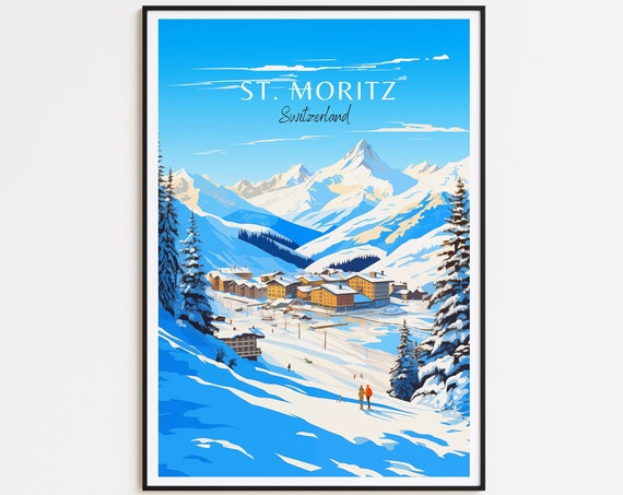 St Moritz Ski Poster Travel Poster Switzerland Wall Art For Home Decor The Perfect Gift And A Lasting Memory Art Print