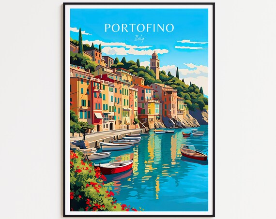 Portofino Travel Poster, Italy Travel Poster