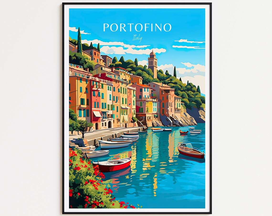Portofino Travel Poster, Italy Travel Poster