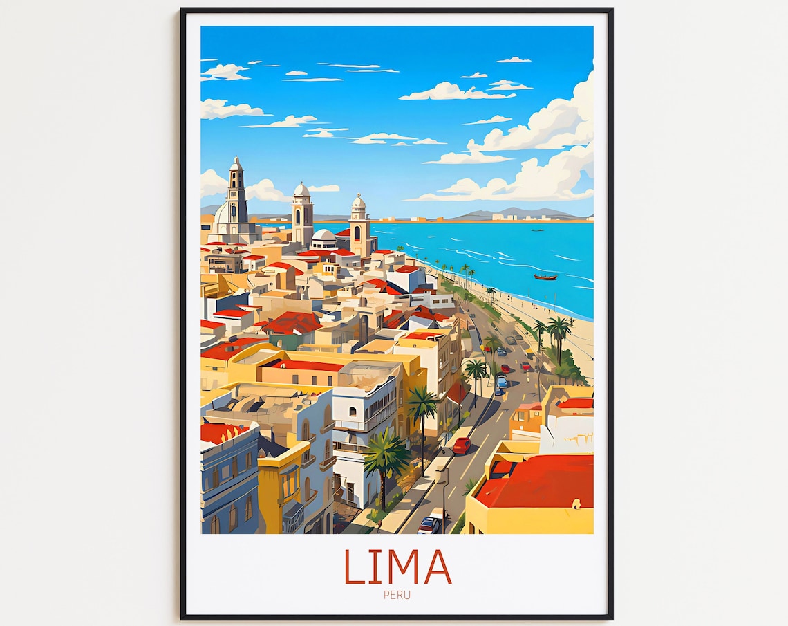 Lima Vintage Travel Poster, Peru Travel Poster