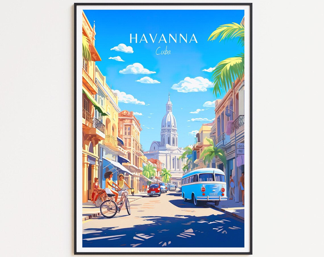 Havana Travel Poster, Cuba Wall Art Print