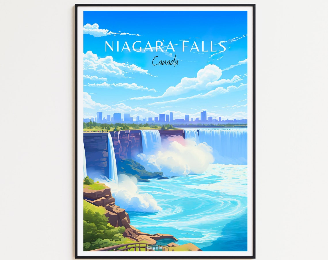 Niagara Falls Canada Horseshoe Falls Skyline Nature Travel Poster