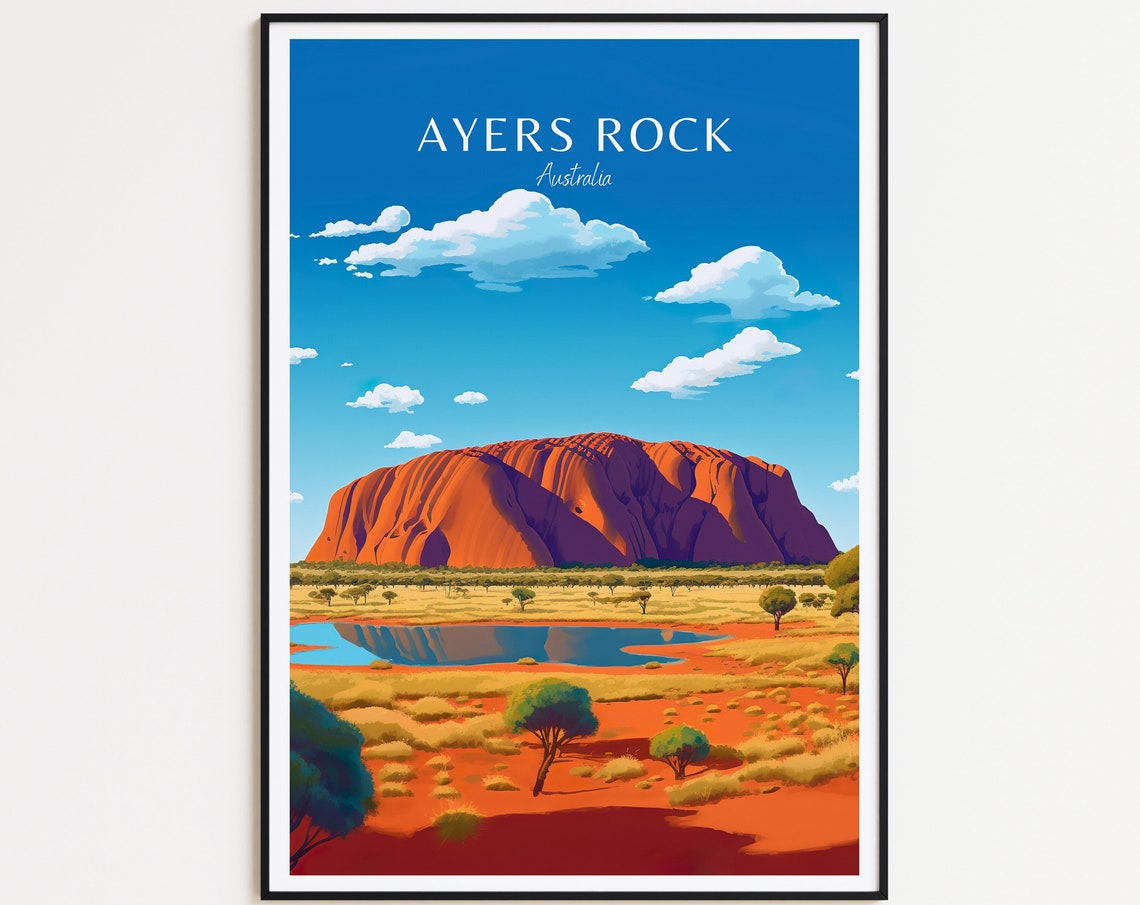 Ayers Rock Australia Red Uluru Desert Landscape Travel Poster