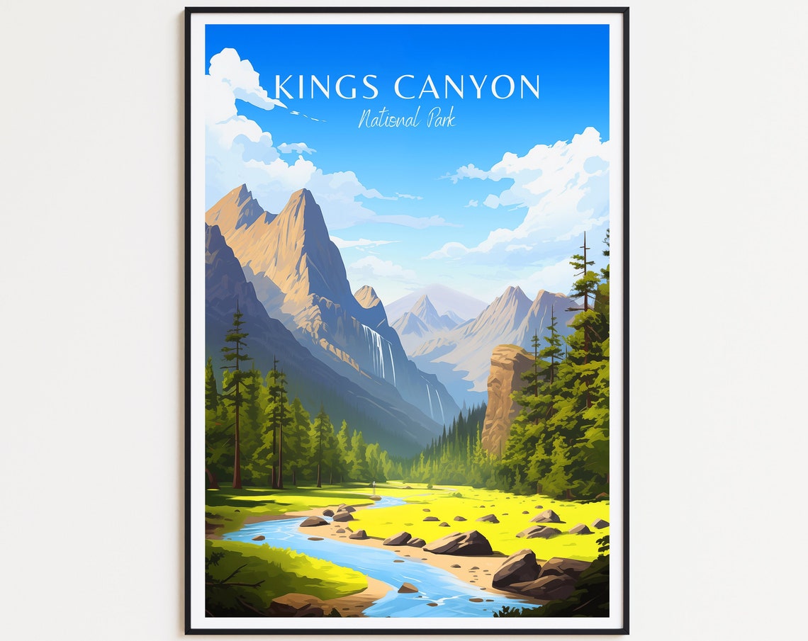 Kings Canyon National Park Waterfall Meadow Granite Peaks Poster