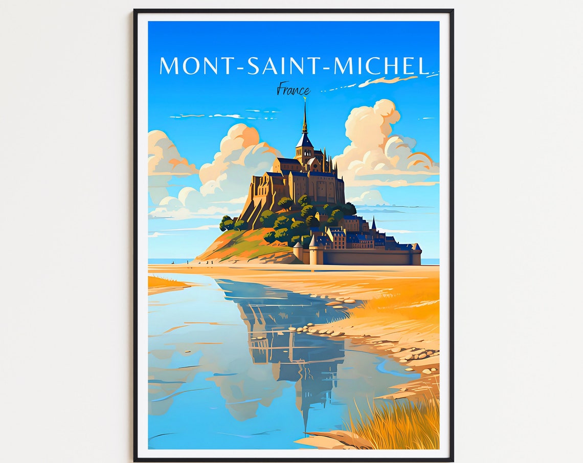 Mont Saint Michel France Abbey Island with Tidal Reflection Poster