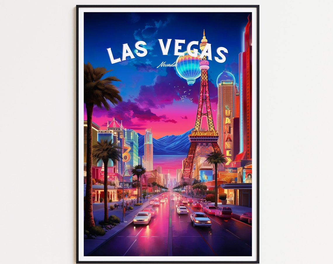 Las Vegas Travel Poster Nevada Poster Las Vegas Vintage Poster Travel Poster Las Vegas Retro Poster Las Vegas Travel Gift Nevada Usa Strip