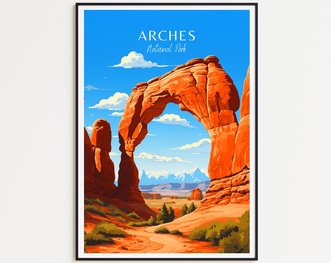 Arches National Park Delicate Arch Red Rock Desert Travel Poster