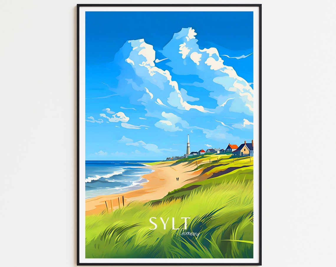 Sylt Germany North Sea Beach Dunes Windy Coast Scenery Poster