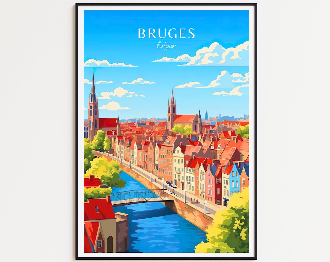 Bruges Vintage Travel Poster, Belgium Travel Poster