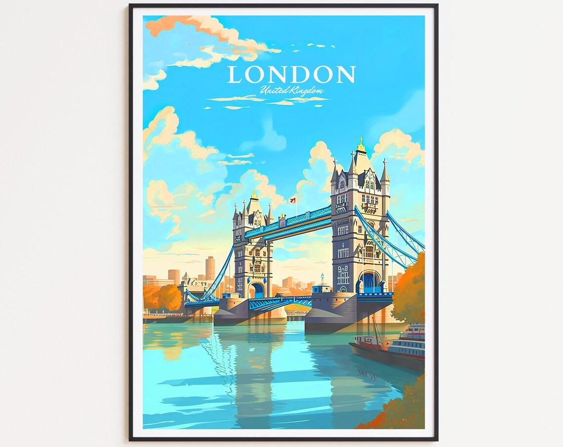 London Travel Poster, Tower Bridge Art Print