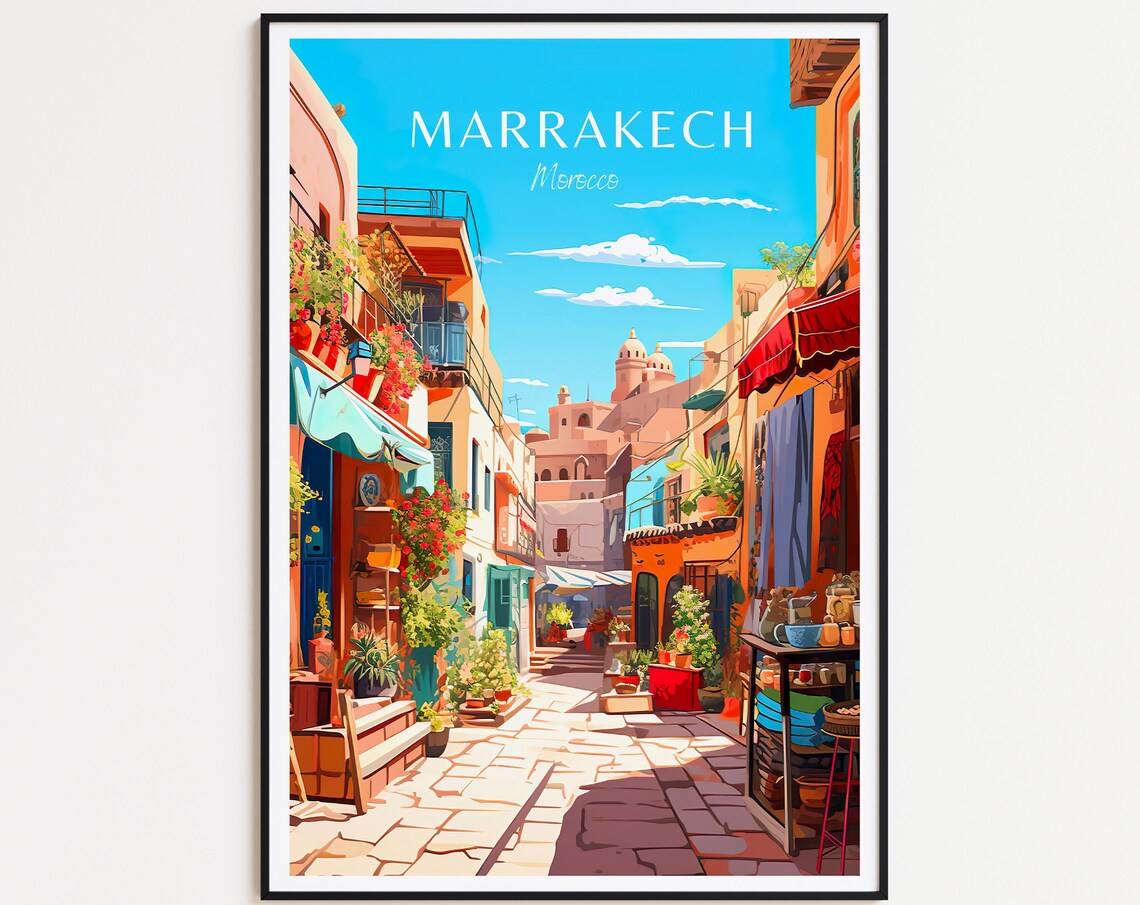 Marrakech Travel Poster, Morocco Wall Art Print