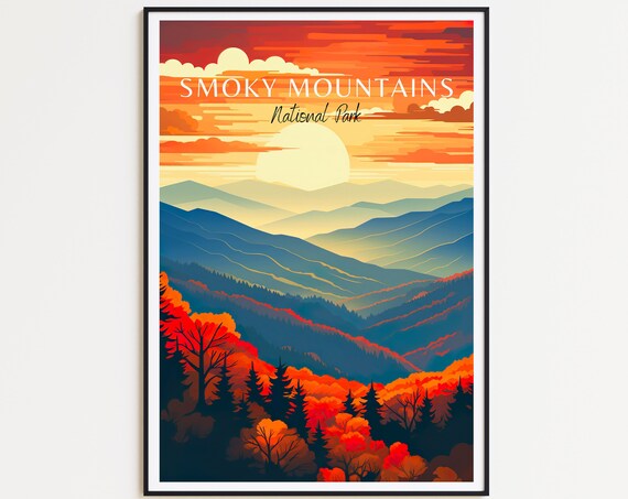 Smoky Mountains National Park Sunset Ridges Autumn Colors Poster
