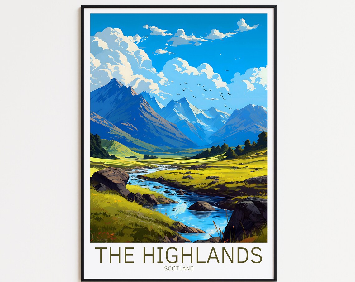 Highlands Travel Poster Scotland Vintage Poster