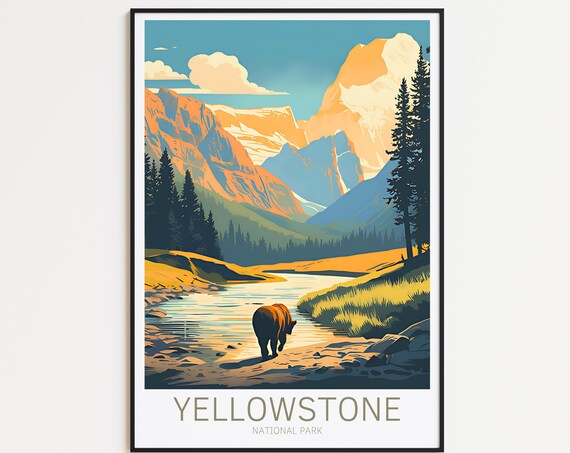 Yellowstone National Park Bear River Mountain Scenic View Poster