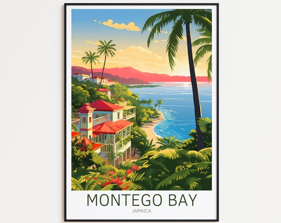 Montego Bay Travel Poster Jamaica Wall Art The Perfect Gift And A Lasting Travel Memory Art Print Print