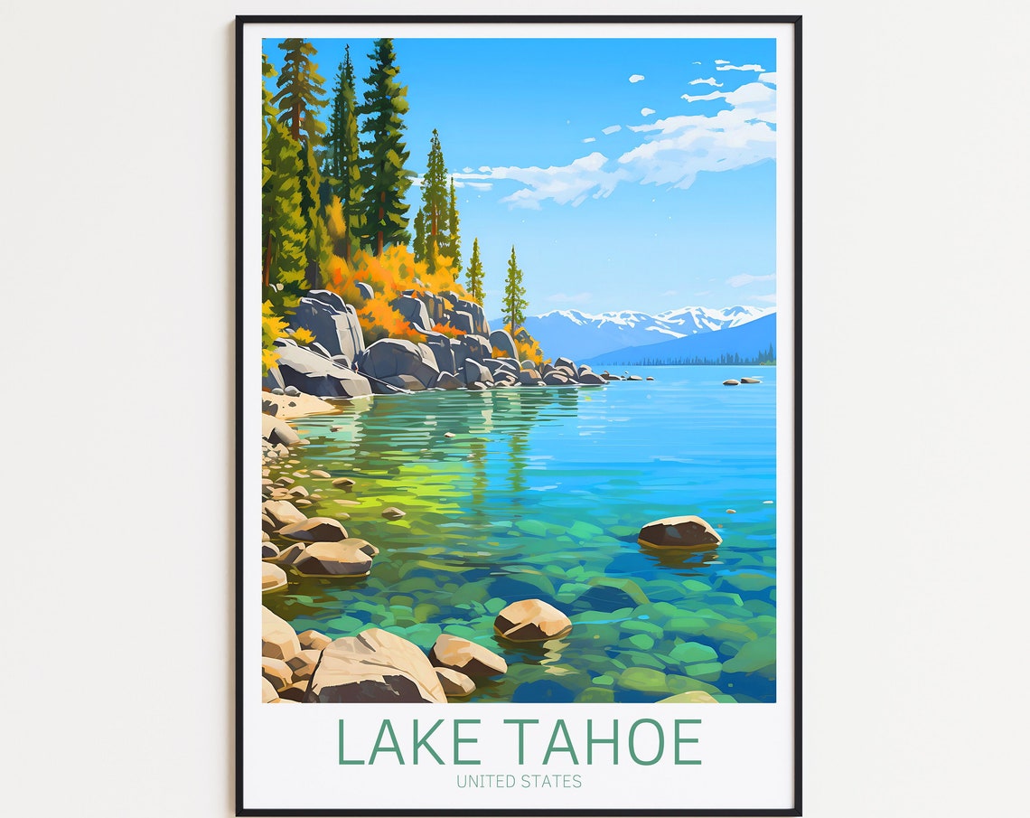 Lake Tahoe Travel Poster Usa Poster Lake Tahoe Vintage Poster Travel Poster Lake Tahoe Retro Poster Lake Tahoe Travel Gift Wall Art Print