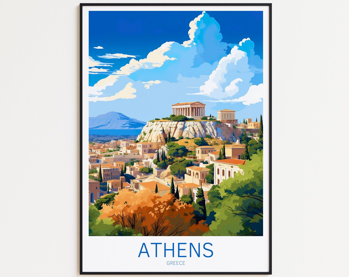 Athens Vintage Travel Poster, Greece Travel Art Print