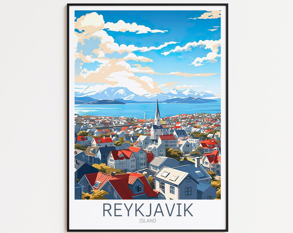 Reykjavik Travel Poster Iceland Poster Reykjavik Vintage Poster Travel Poster Reykjavik Retro Poster Reykjavik Travel Gift Wall Art Print