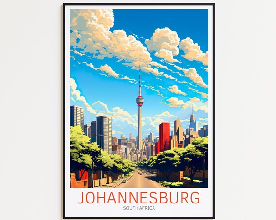 Johannesburg Travel Poster South Africa Wall Art For Home Decor The Perfect Gift And A Lasting Memory Johannesburg Print