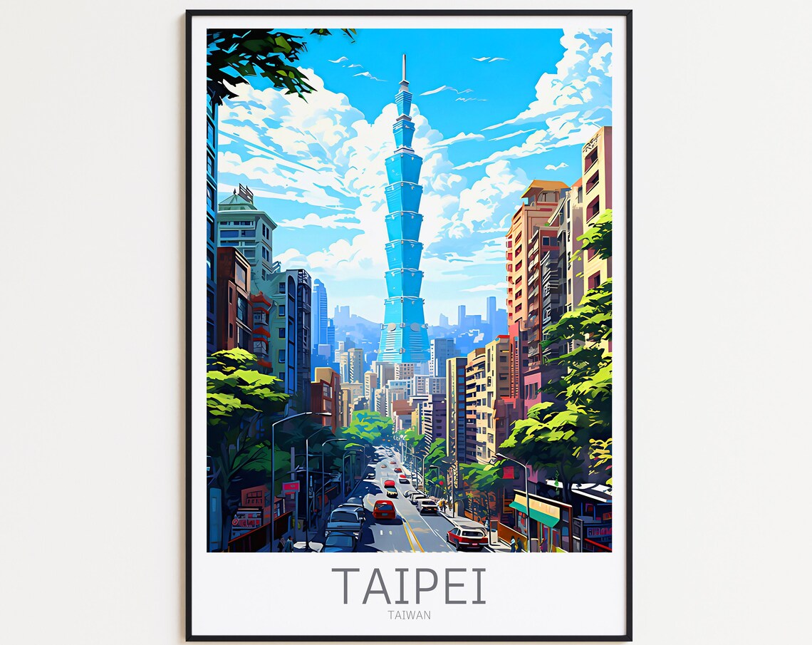 Taipei Taiwan Poster Vibrant Taipei 101 Cityscape Street Art