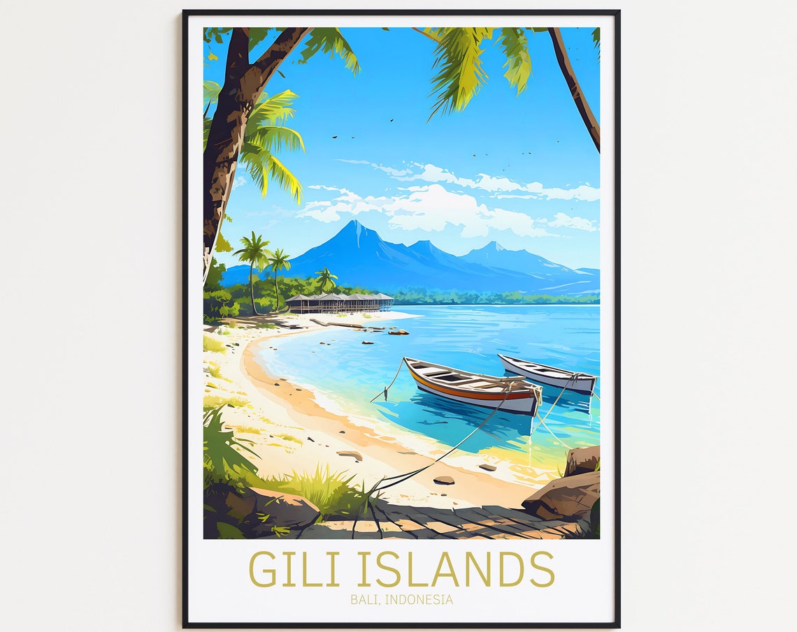 Bali Travel Poster Gili Islands Poster Bali Vintage Poster Travel Poster Bali Retro Poster Bali Travel Gift Wall Art Print Bali Poster