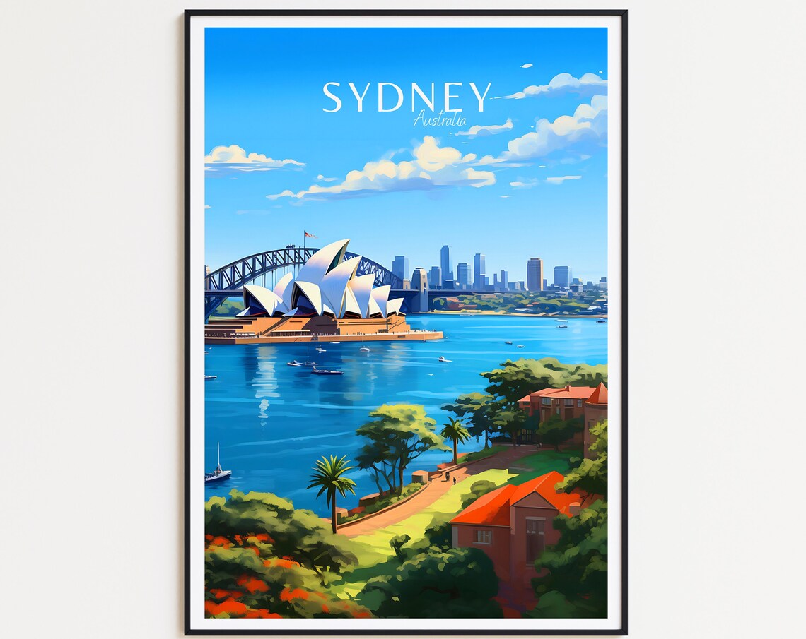 Sydney Vintage Travel Poster, Australia Travel Print