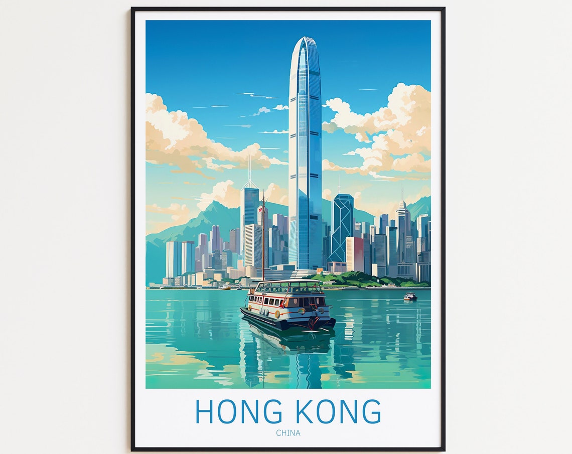 Hong Kong Travel Poster China Poster Hong Kong Vintage Poster Travel Poster Hong Kong Retro Poster Hong Kong Travel Gift China Hong Kong