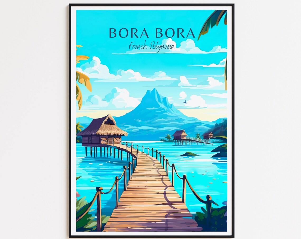 Bora Bora Vintage Travel Poster, Retro Travel Poster