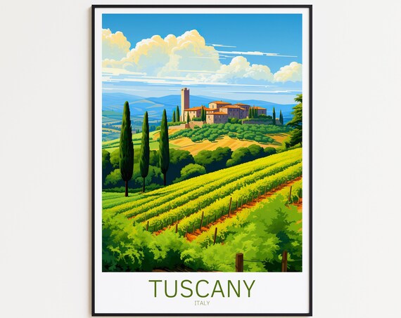 Tuscany Travel Poster, Italy Wall Art Art Print