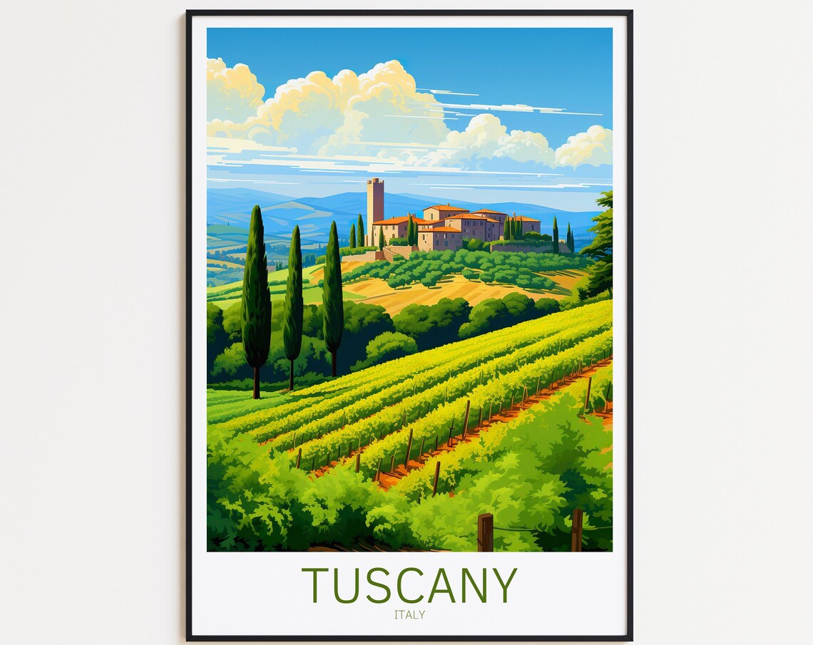 Tuscany Travel Poster, Italy Wall Art Art Print